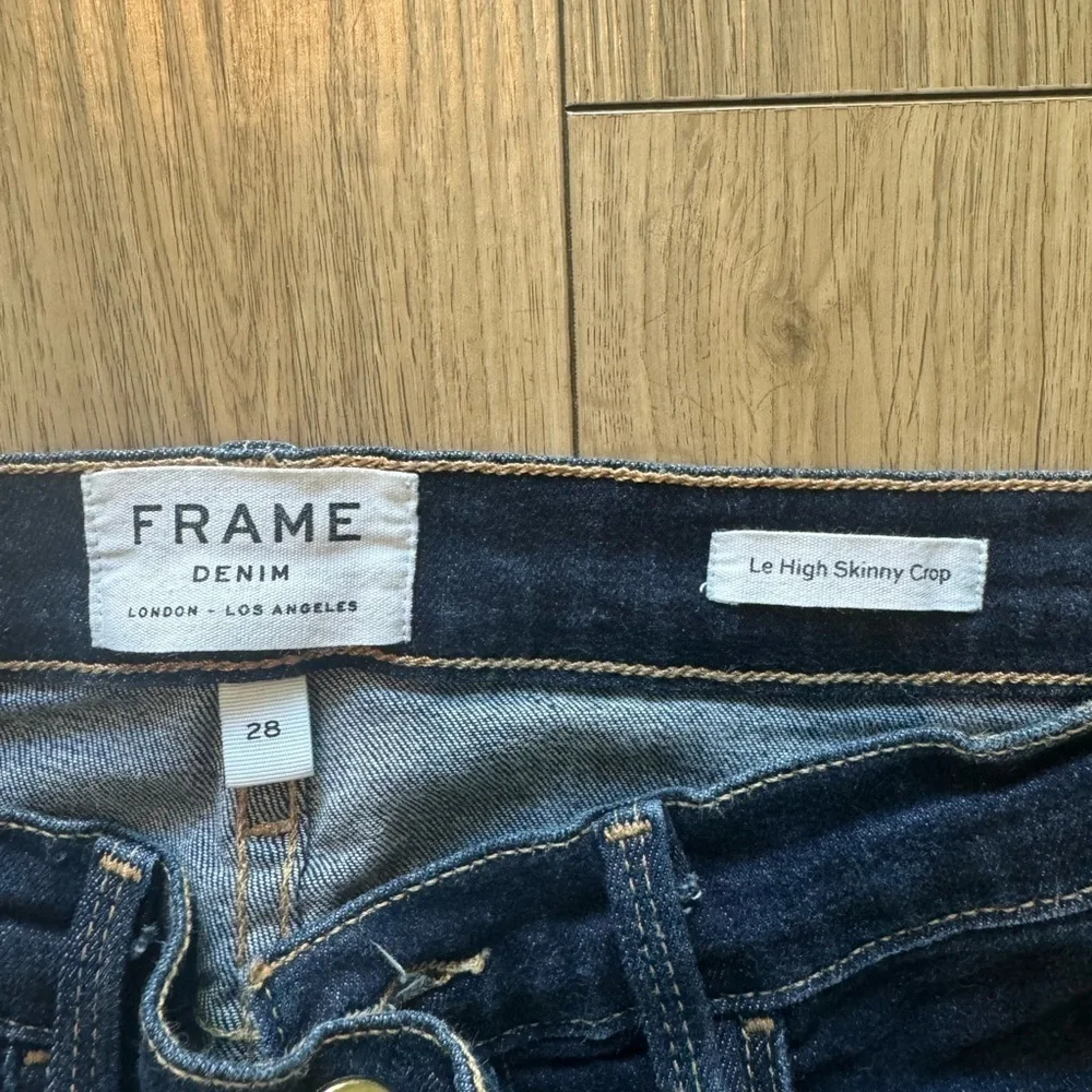 FRAME Le High Skinny Crop Jeans Dark Wash Premium Denim
